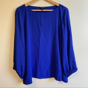Eileen Fisher 100% Silk Royal Blue Blouse